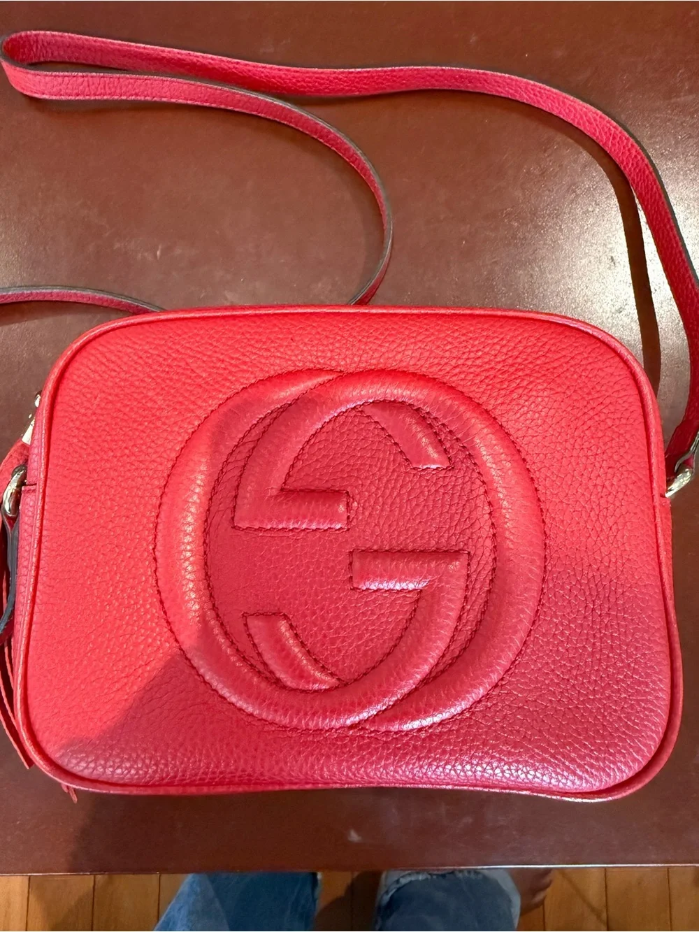 Gucci Red Pebbled Leather Crossbody with Tassel